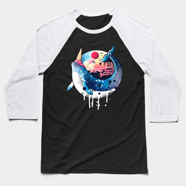 ice cream narwhal Baseball T-Shirt by NemiMakeit